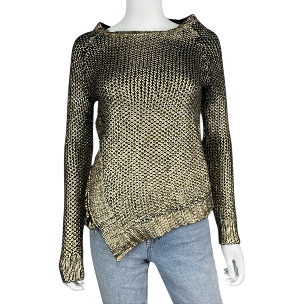 SAKS FIFTH AVENUE Black and Gold Sweater Size XS A0032